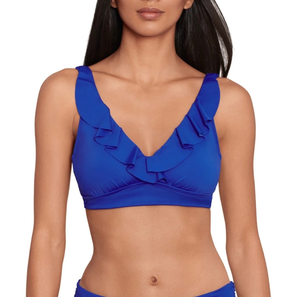 Lauren Ralph Lauren Women's Beach Club Solids Ruffle Underwire Bikini Top New - Picture 1 of 6